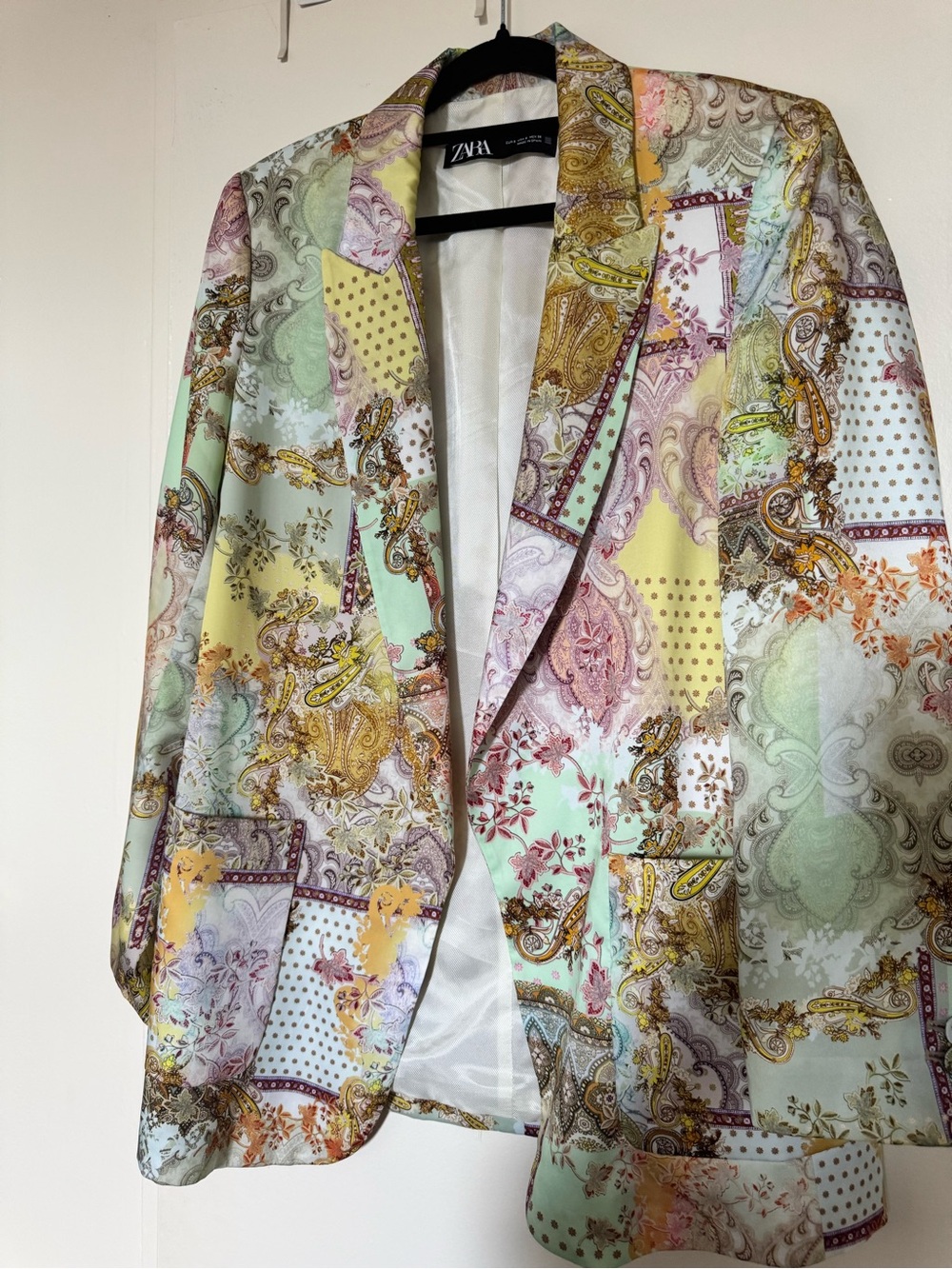 ZARA Women's Pastel Paisley Print Blazer - Multi